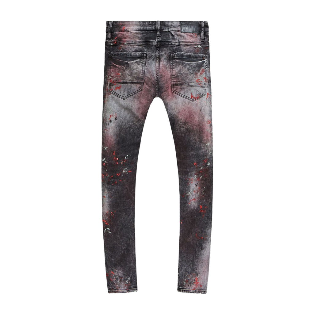 Jordan Craig Rhinestone Men's Denim Jean Pants Black-Red