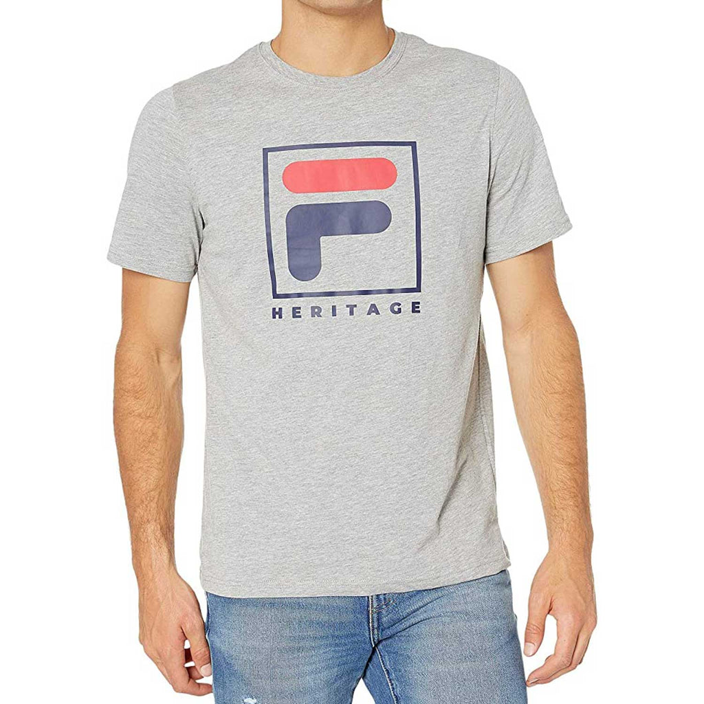 Fila Heritage F Box Logo Men's T-Shirt Heather Grey