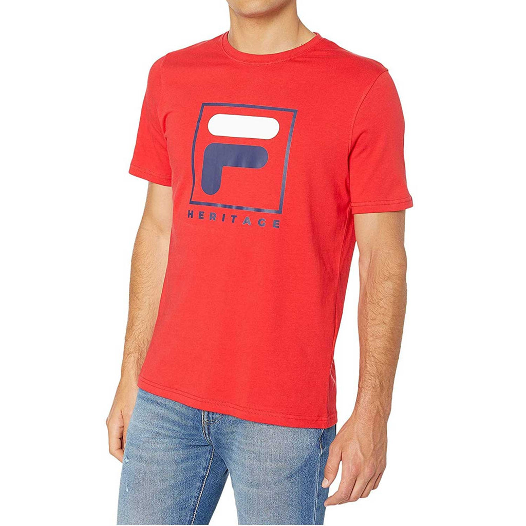 Fila Heritage F Box Logo Men's T-Shirt Chinese Red