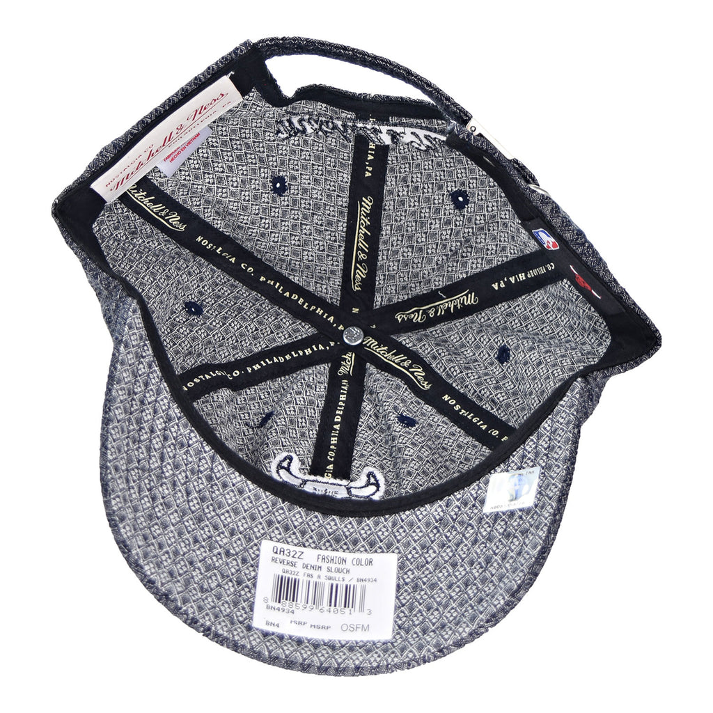 Mitchell & Ness Chicago Bulls Reverse Denim Slouch Men's Strapback Hat Cap  Grey qa32z-5bulls