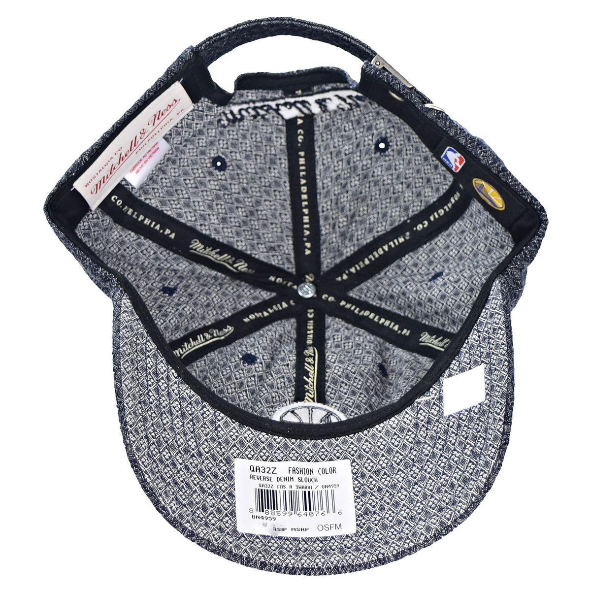 Mitchell & Ness Golden State Warriors Denim Slouch Men's Strapback Hat Cap Grey