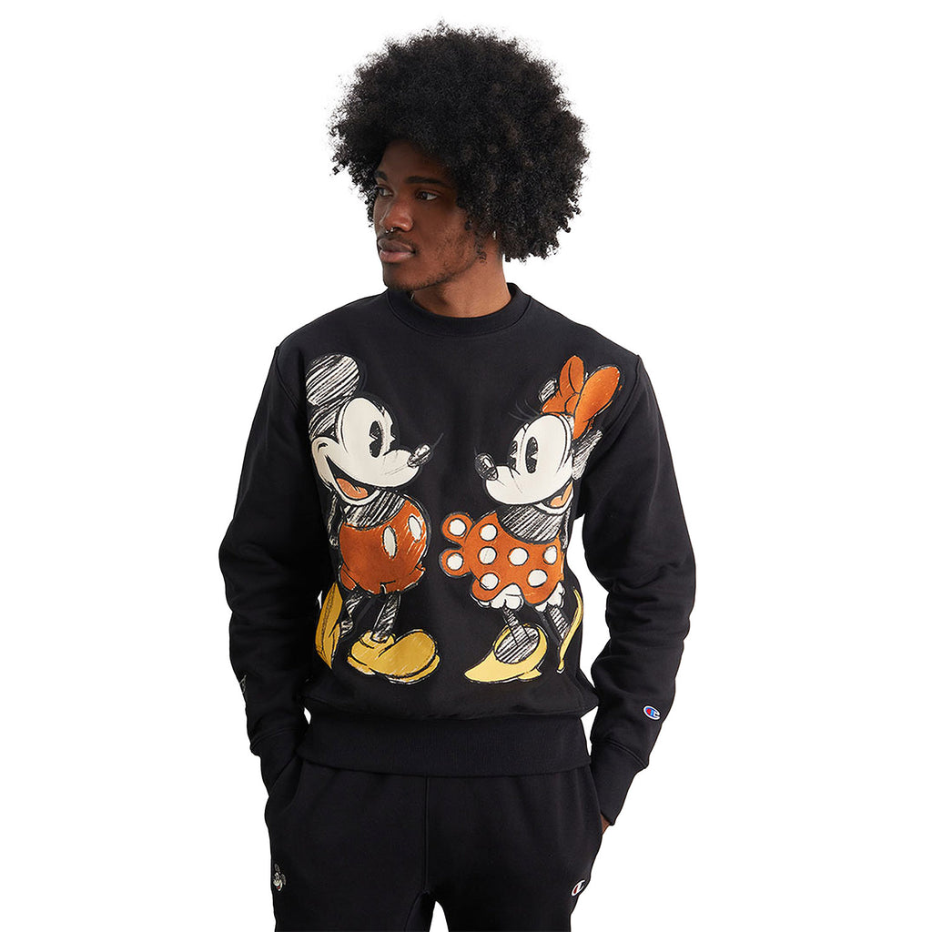 Champion x Disney Mickey & Minnie Crew Neck Men's Sweatshirt Black