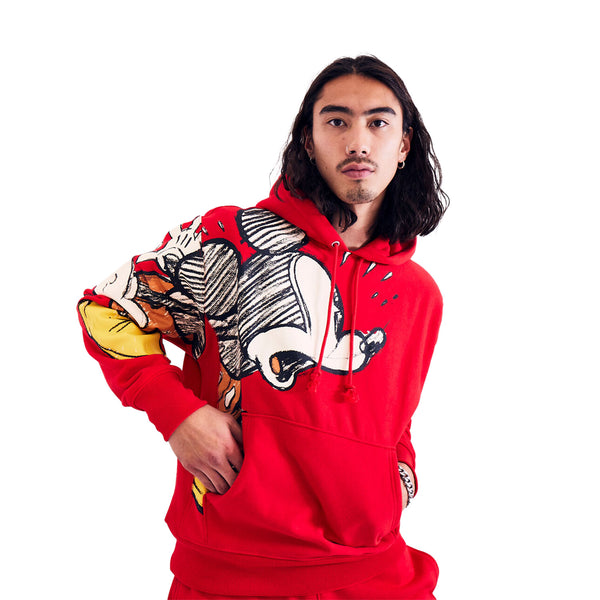 Champion x Disney Mickey Mouse Doodle Men's Hoodie Red