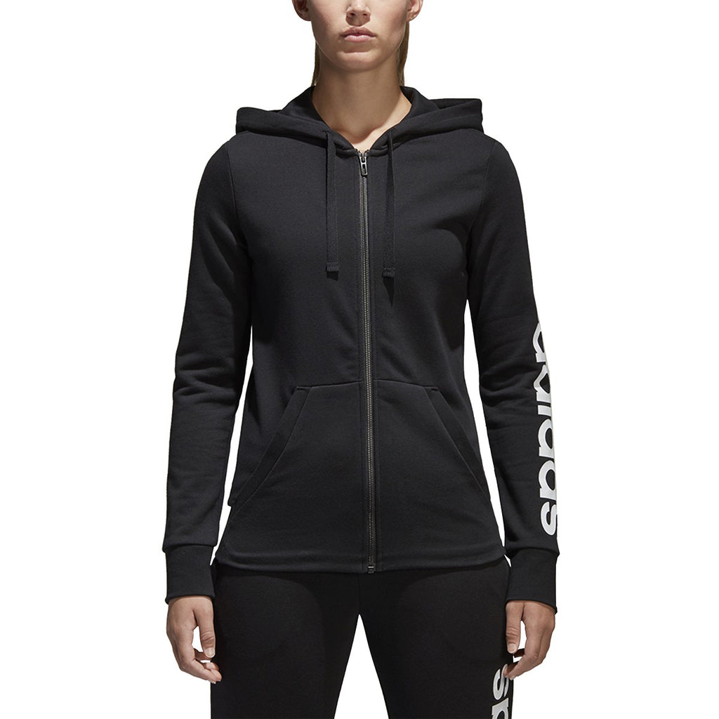 Zip Linear Logo Women\'s Black Adidas Hoodie Full Essential