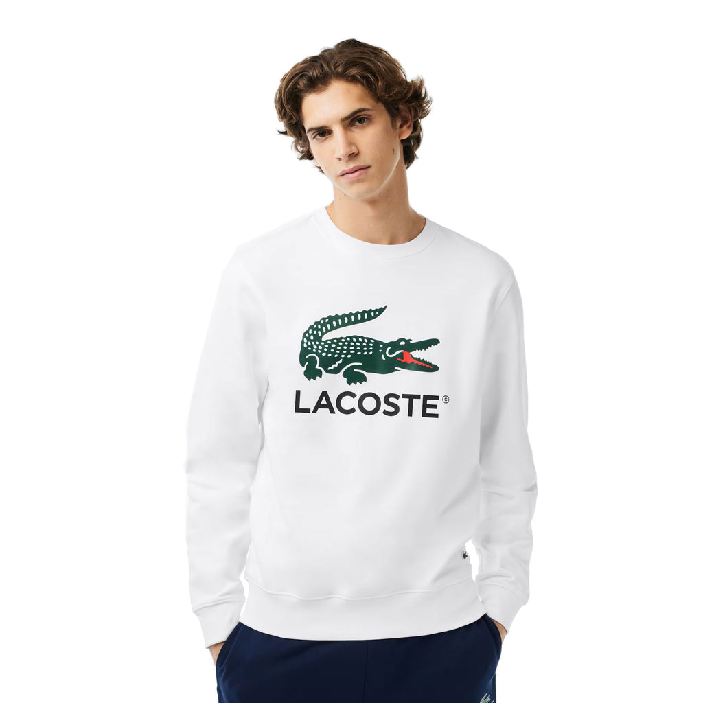 Lacoste Classic Fit Cotton Fleece Men's Sweatshirt White
