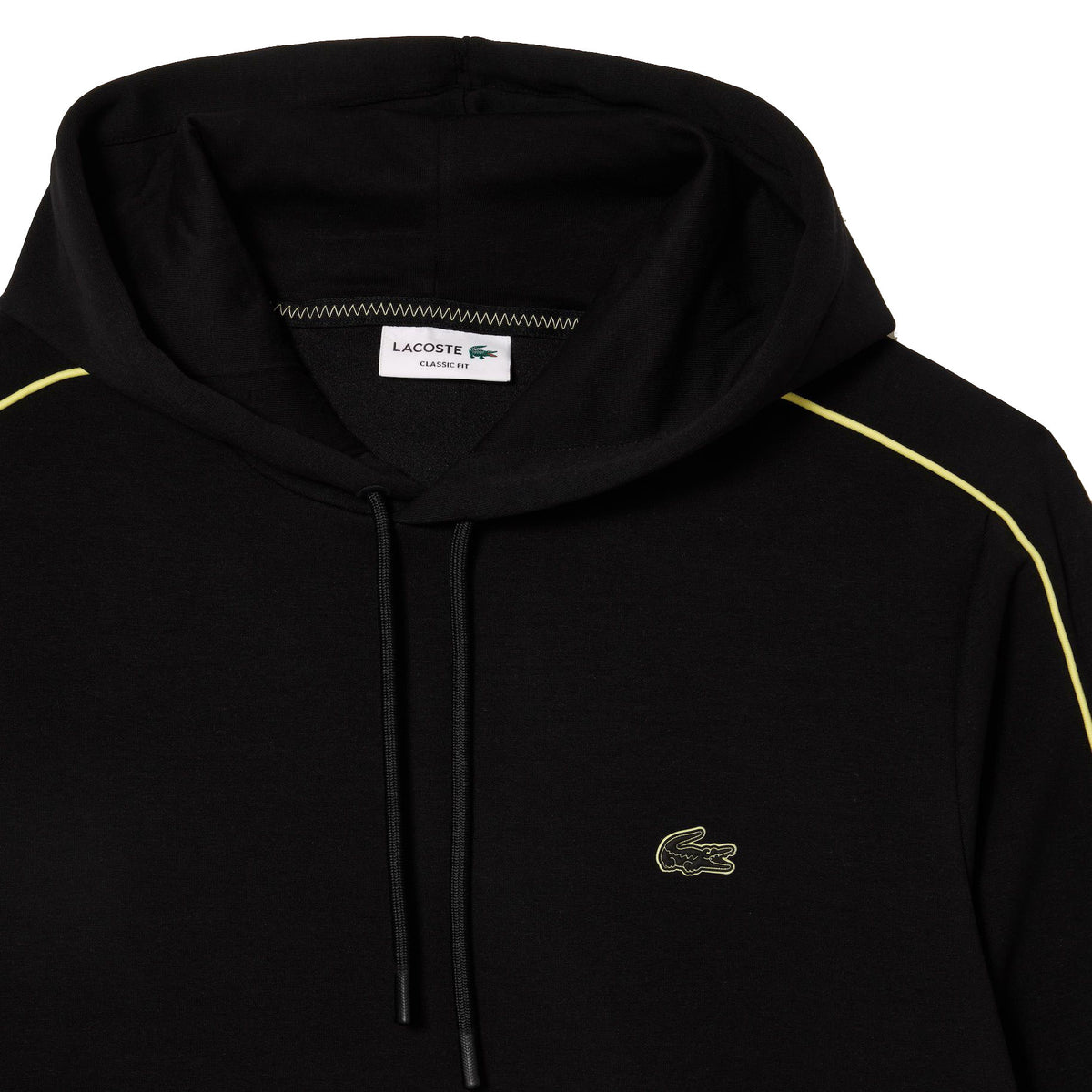Lacoste Logo Men's Hoodie Jet Black-Flash Yellow