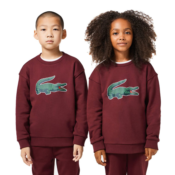 Lacoste Signature Print Jogger Kids' Sweatshirt Bordeaux 
