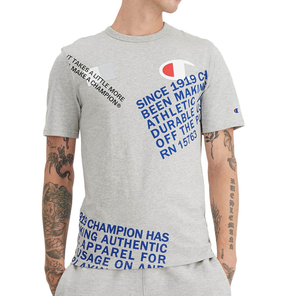 Champion Men's Heritage Graphic Tee Oxford Gray