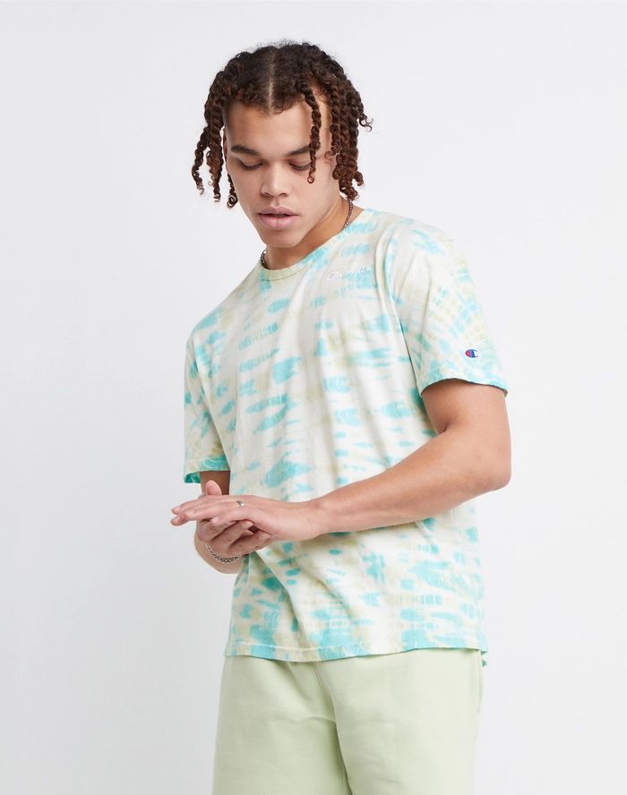 Champion Men's Lightweight Tee Wave Dye Portal Teal