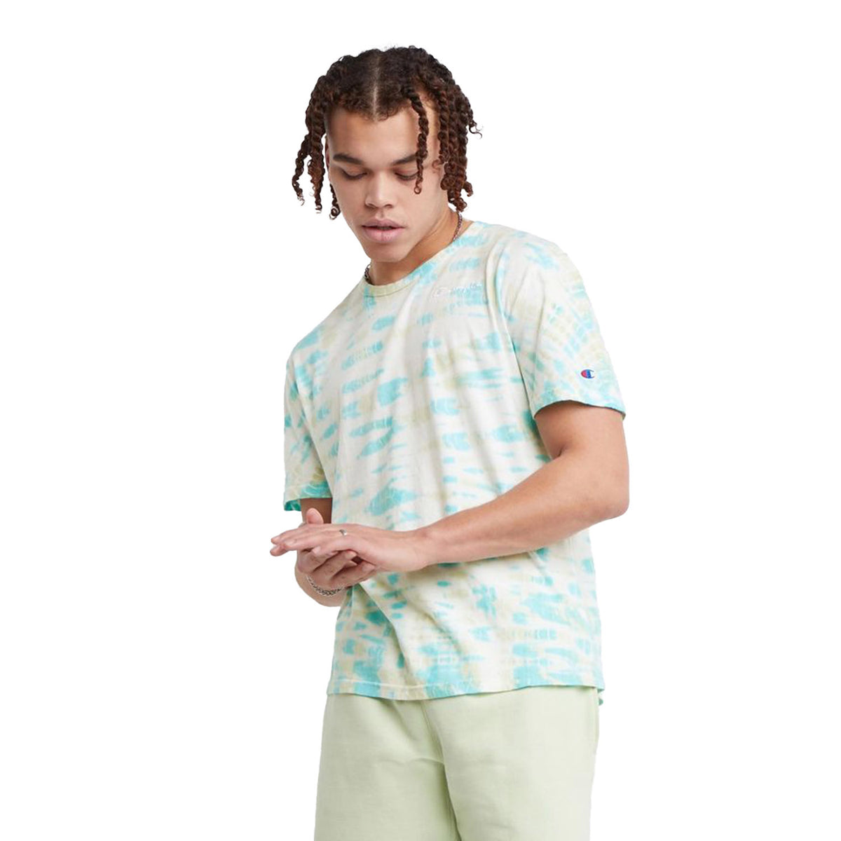 Champion Men's Lightweight Tee Wave Dye Portal Teal