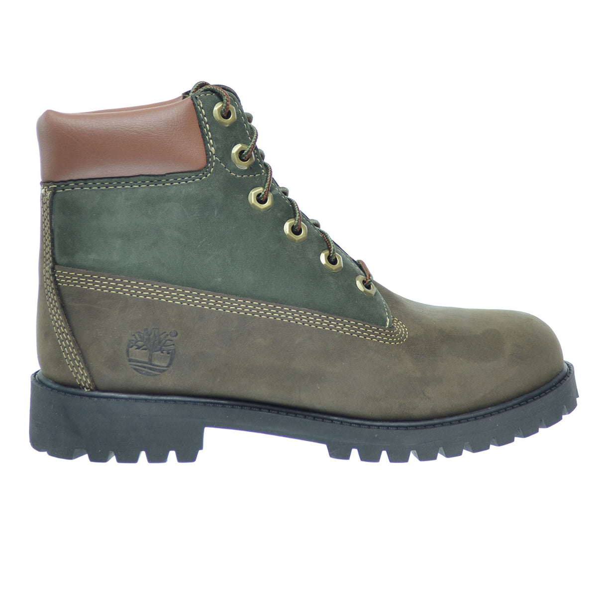 Timberland 6 Inch Premium Big Kids Waterproof Boots Brown/Green