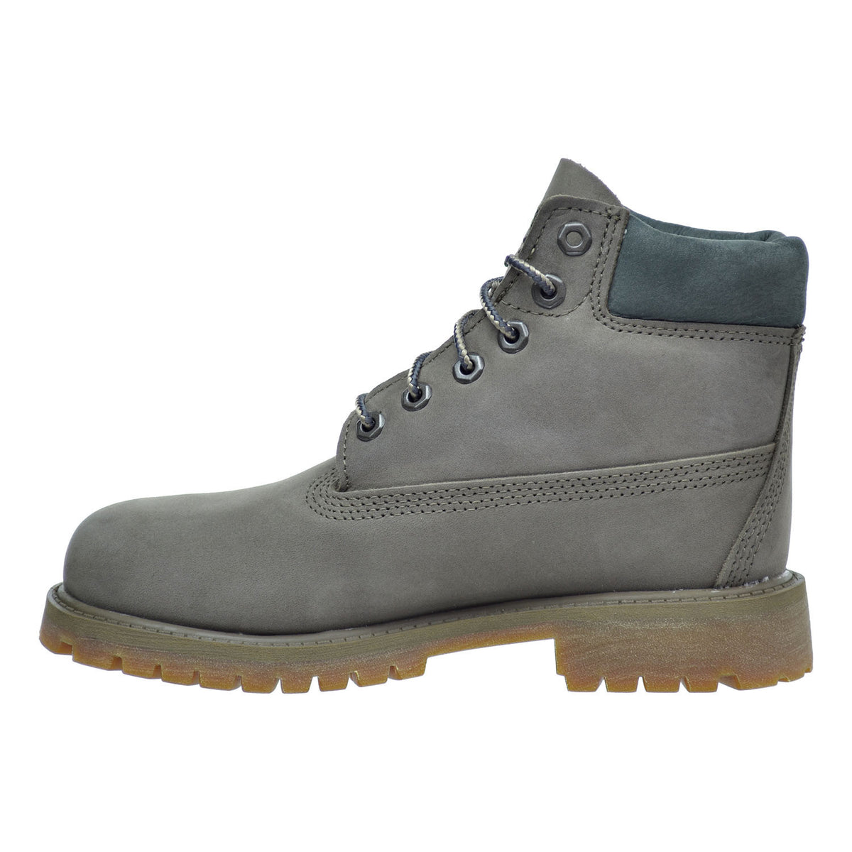 Timberland 6 Inch Premium Waterproof  Little Kid's Boots Dark Grey Nubuck/Brown