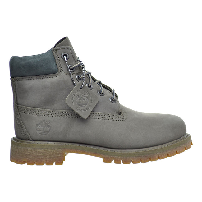 Timberland 6 Inch Premium Waterproof  Little Kid's Boots Dark Grey Nubuck/Brown