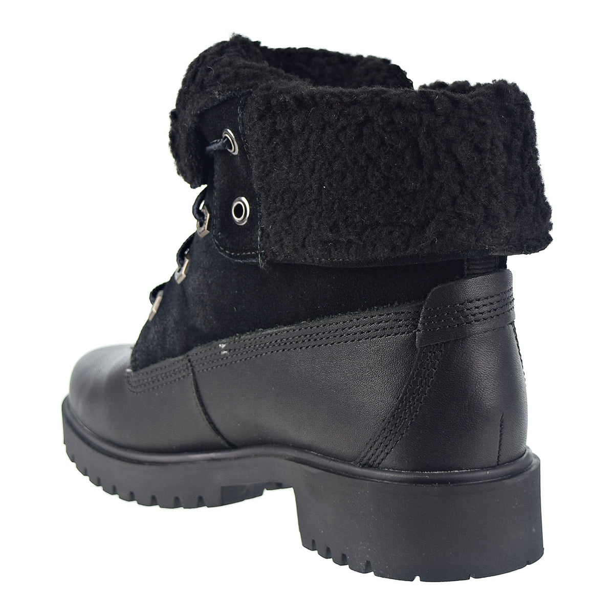 Timberland Jayne WP Fleece Fold Down Women's Boot Black Full Grain Leather