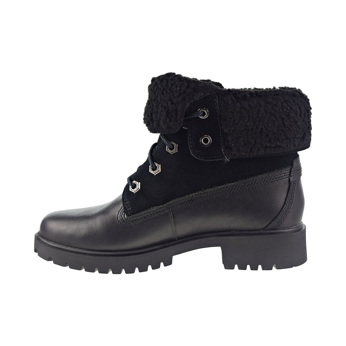 Timberland Jayne WP Fleece Fold Down Women's Boot Black Full Grain Leather