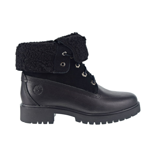 Timberland Jayne WP Fleece Fold Down Women's Boot Black Full Grain Leather