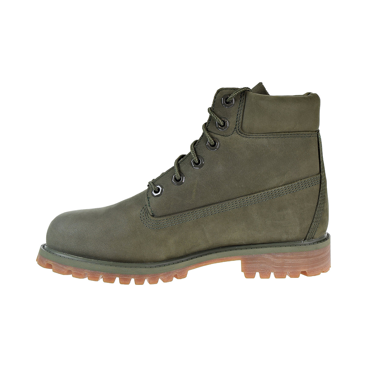 Timberland Premium 6 Inch Waterproof Boot Big Kids' Shoes Dark Green Nubuck