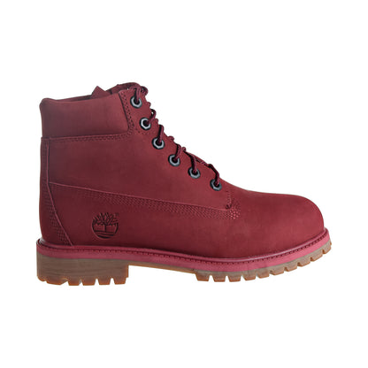 Timberland Premium 6" Waterproof Boot Big Kid's Shoes Burgundy