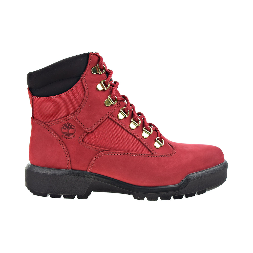 Timberland 6" Field Boot Waterproof Men's Shoes Red Nubuck-Black