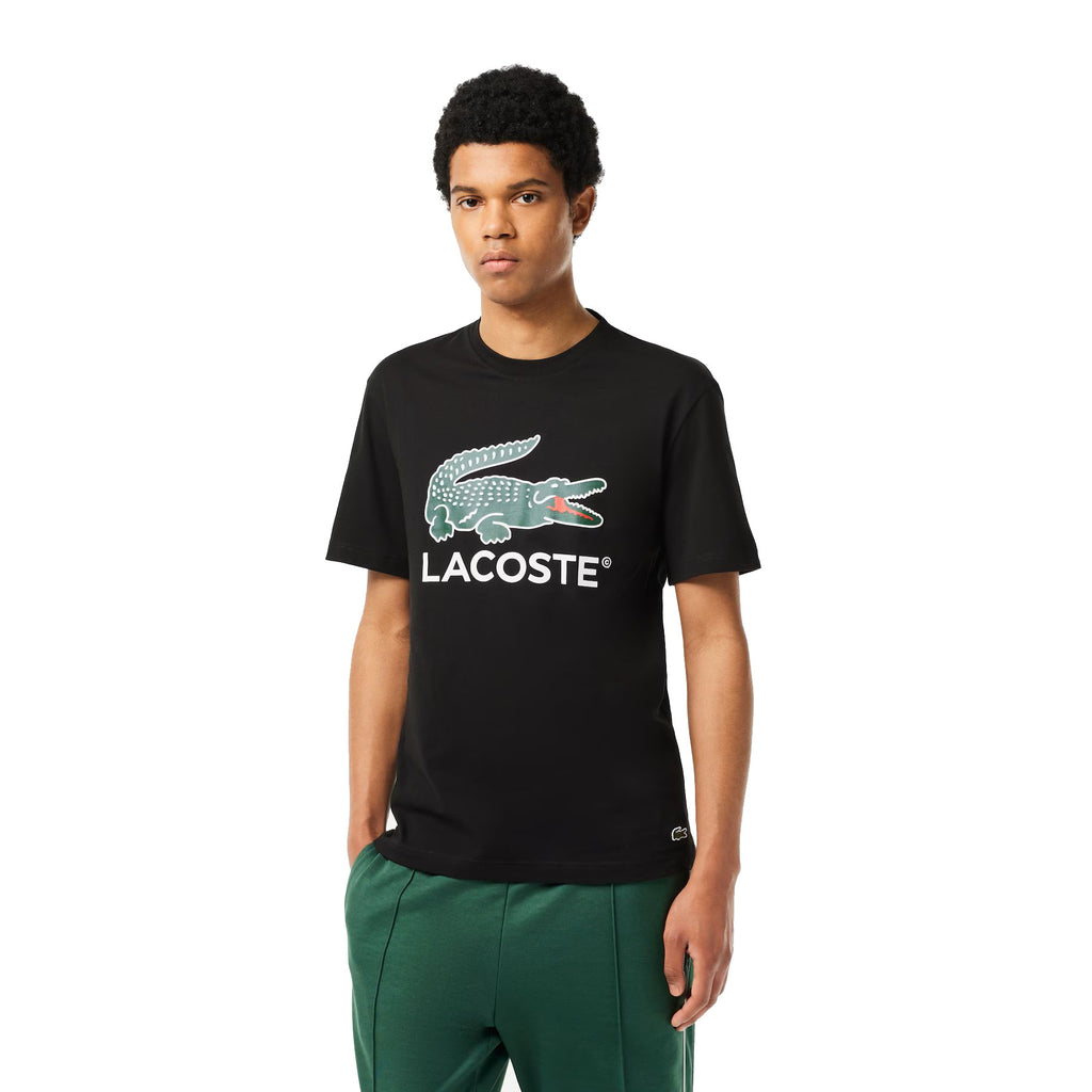 Lacoste Cotton Jersey Signature Print Men's T-shirt Black