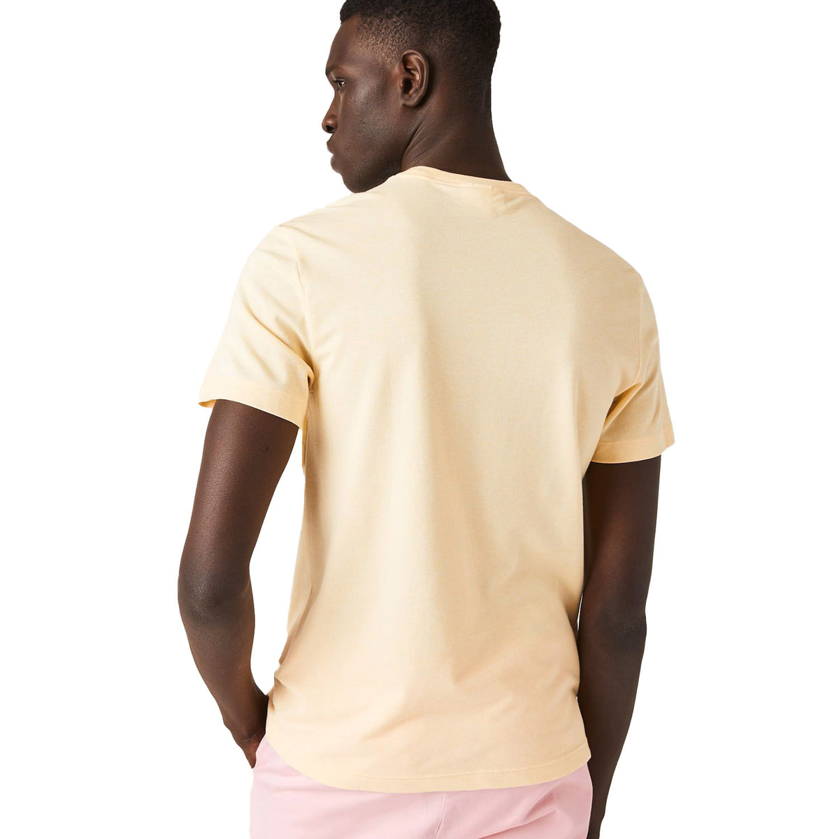 Lacoste Men's Crocodile Print Crew Neck Stretch Organic Cotton T-Shirt Yellow