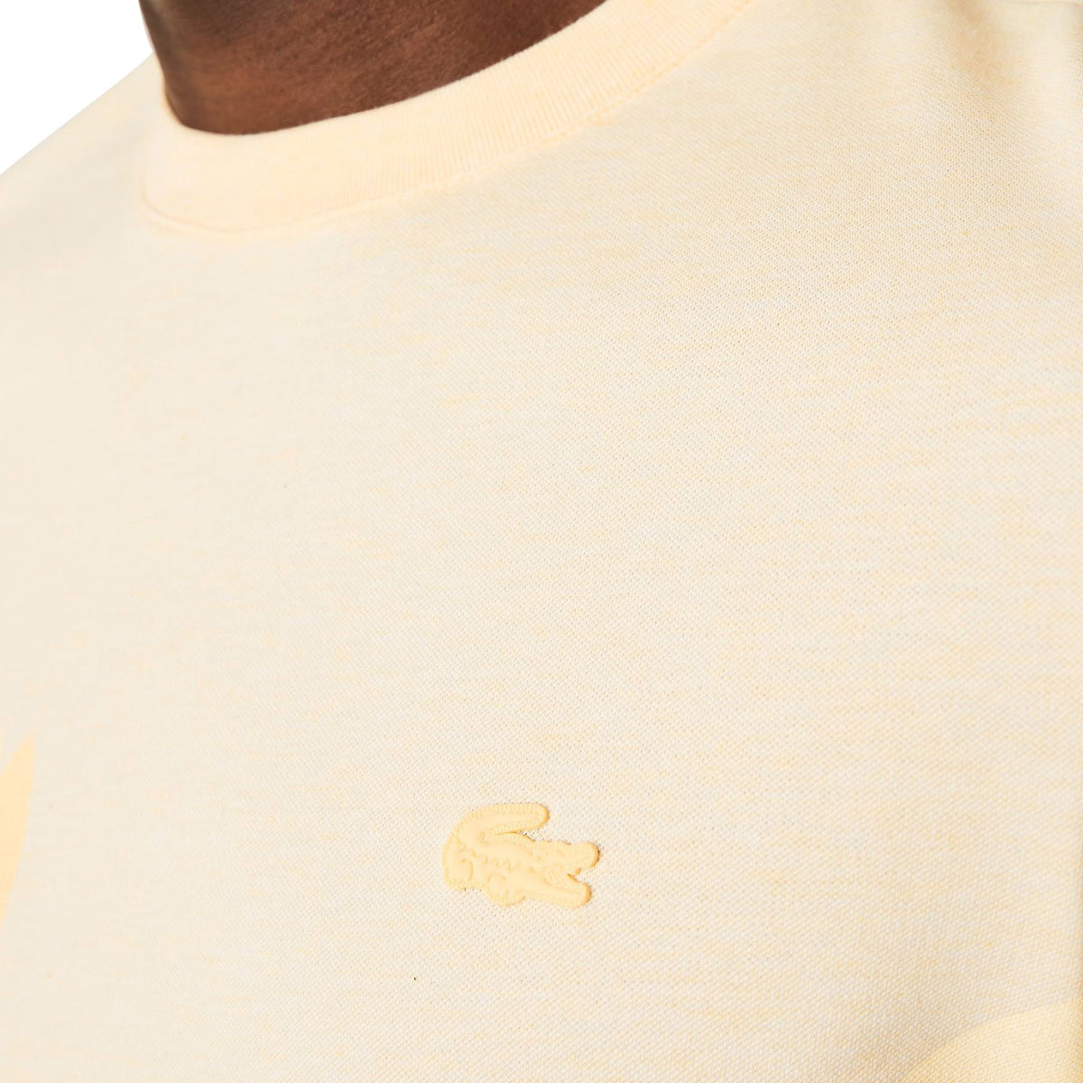 Lacoste Men's Crocodile Print Crew Neck Stretch Organic Cotton T-Shirt Yellow