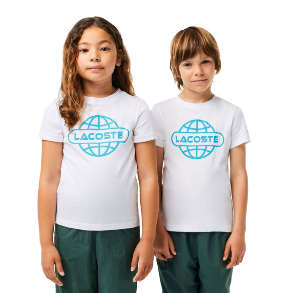 Lacoste Cotton Jersey Planet Print Kids' T-shirt White