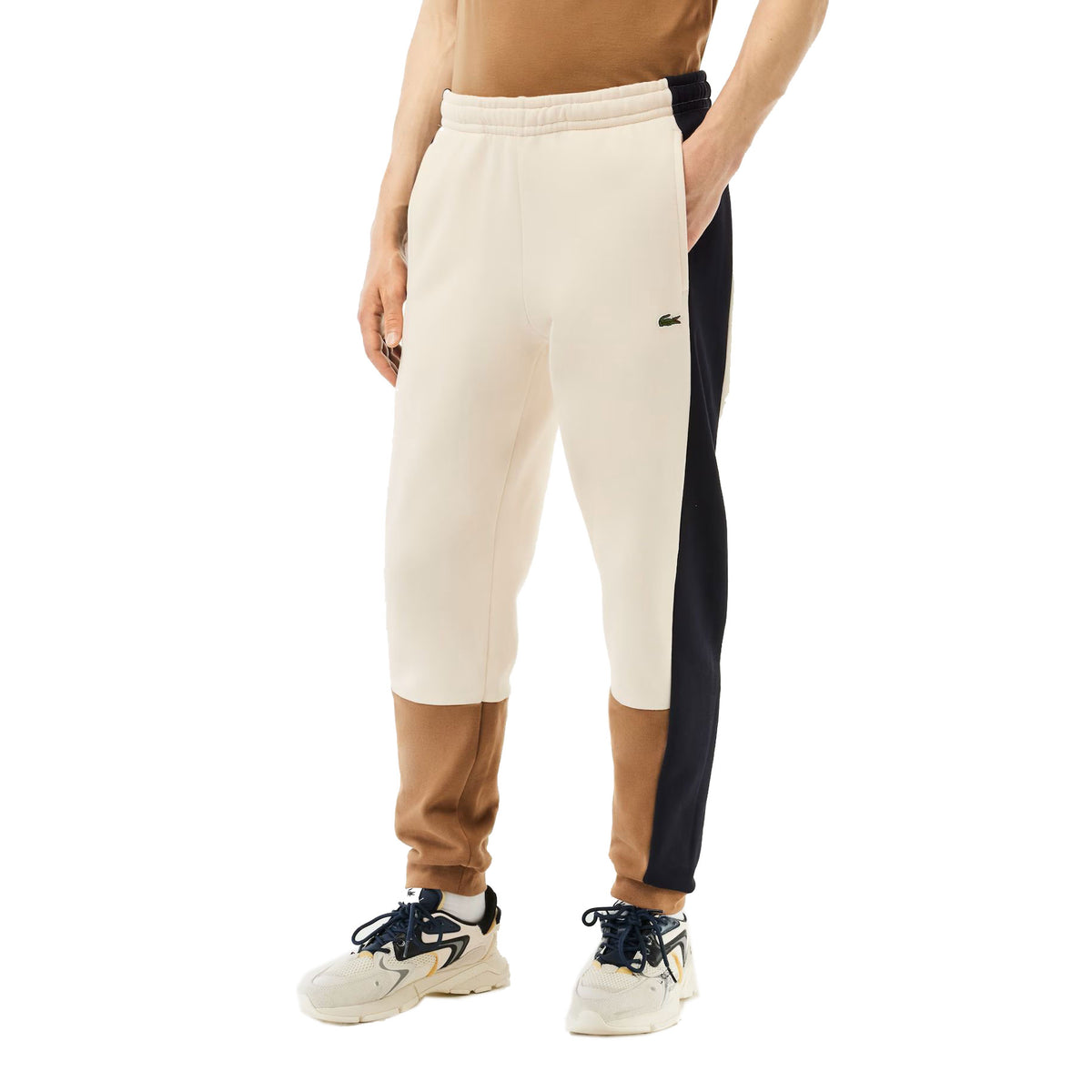 Lacoste Regular Fit Colorblock Men's Joggers Beige-Brown