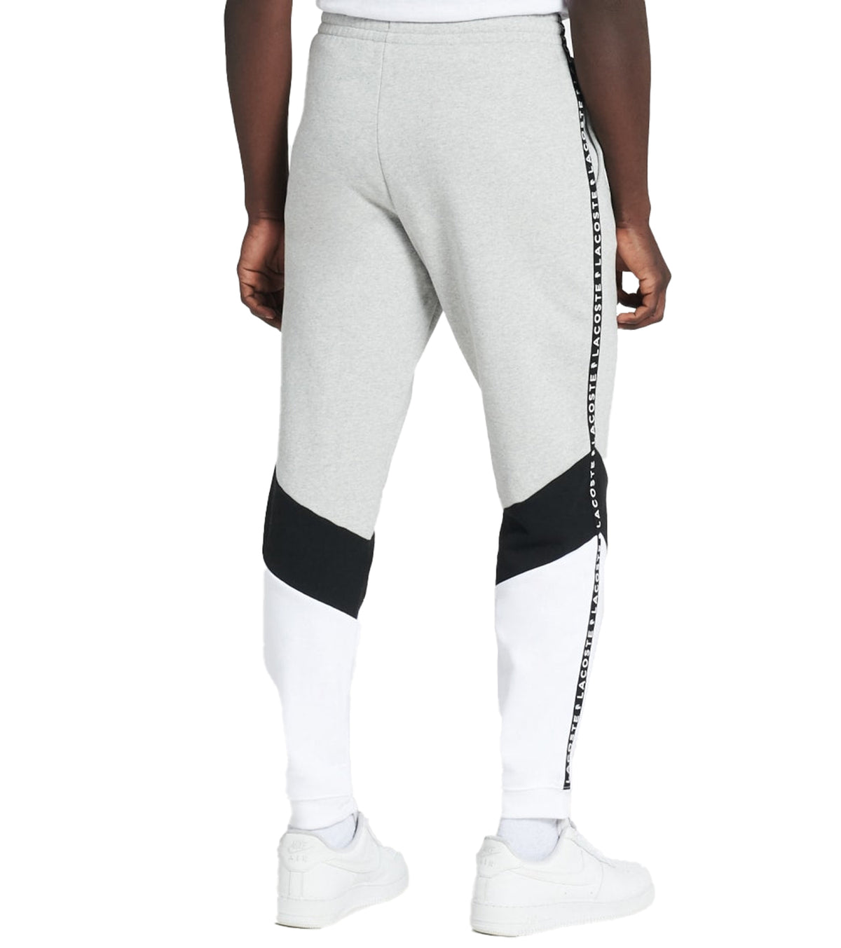 Lacoste Signature Striped Colorblock Men's Fleece Pants Grey Chine-Black-White